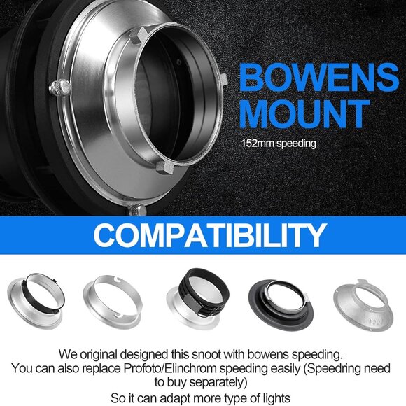 Wellmaking Bowens Mount Flash Snoot Conical Lens Video Artist Modelling Shape Li - Picture 3 of 10
